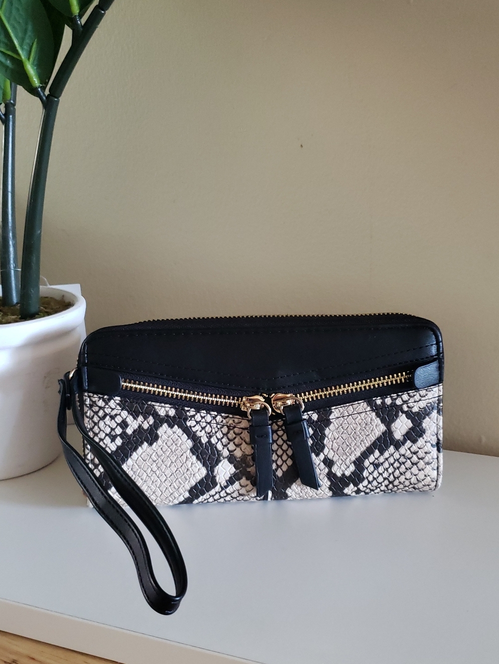Call It Spring Faux Leather Snake Print Wristlet - O/S